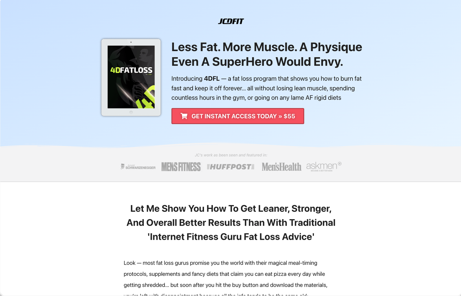 JCDFit 4D Fat Loss sales page